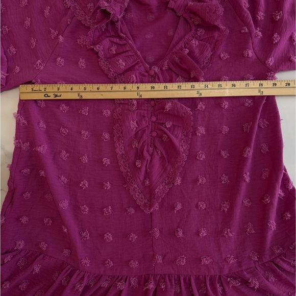 Snappy Turtle Burgundy Ruffle Tier Dress Small - Picture 2 of 8